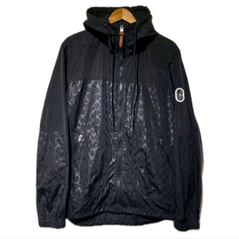 Coach Black Windbreaker with Pattern